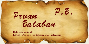 Prvan Balaban vizit kartica